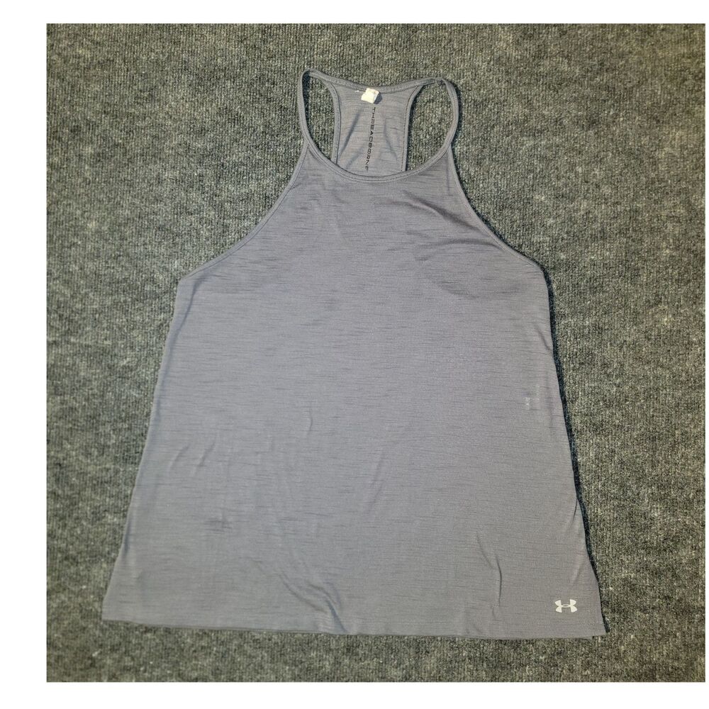 Under Armour HeatGear Women's Lightweight Racerback Tank Top Gray Loose Size M